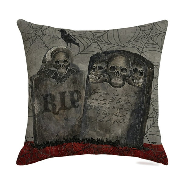 Yuarrent Funda de almohada decorativa, decoración de Halloween, funda de almohada acogedora con patrón de calabaza, funda de cojín cuadrada para sofá, Decoración del hogar dos SXYM42 Yuarrent HA060851-02B