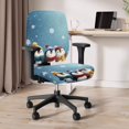 thumbnail image 6 of CHAQLIN Winter Penguin Snowflake Computer Office Chair Cover, Elastic Polyester Set of 2 Stretch Covers for Gaming Chair and Armchair, 6 of 8