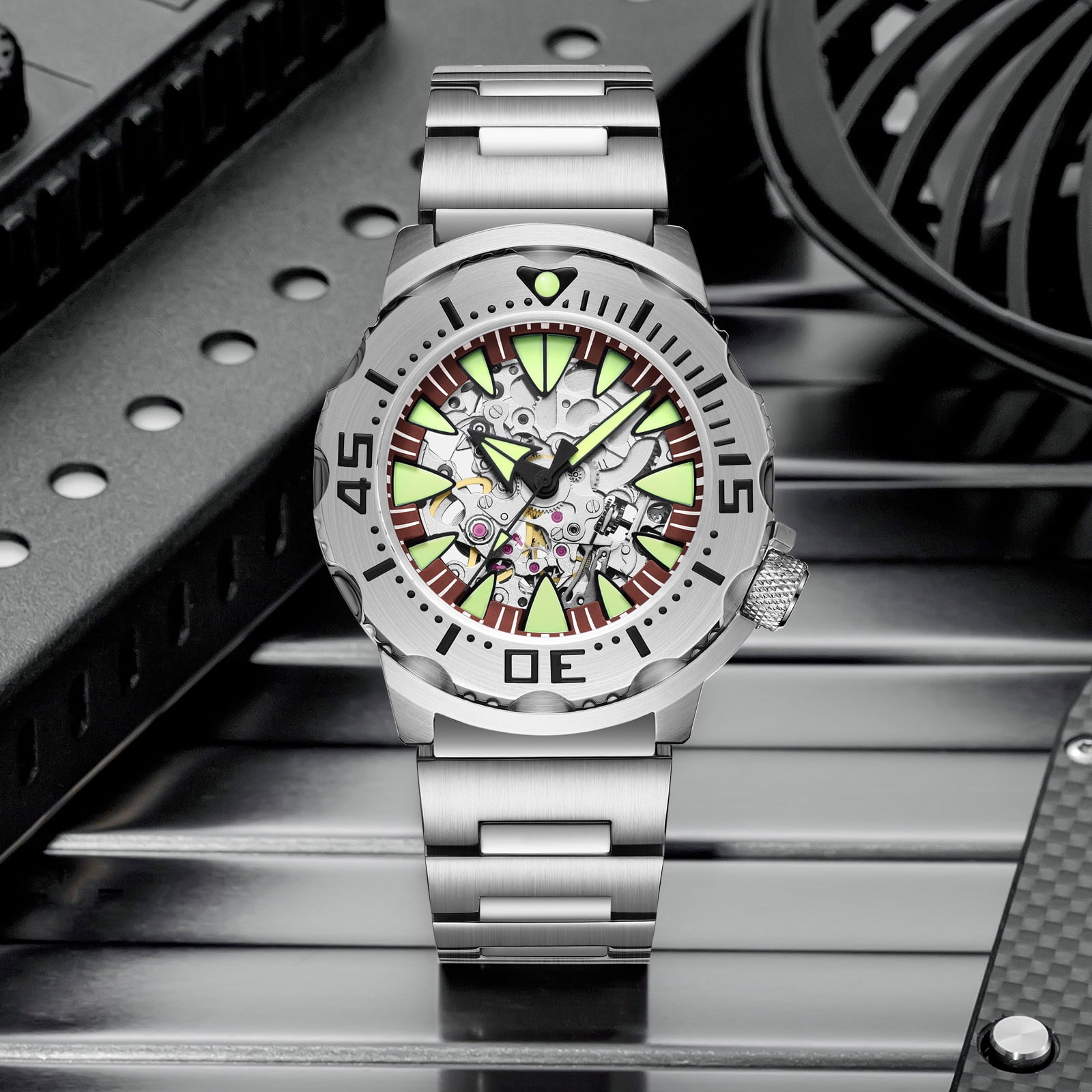 ADDIESDIVE Automatic Watches for Men Skeleton Mechanical Dive Watch 200M Waterproof with NH36 Movement, Sapphire Crystal Glass, Super Luminous Luxury Analog Mens Wristwatch