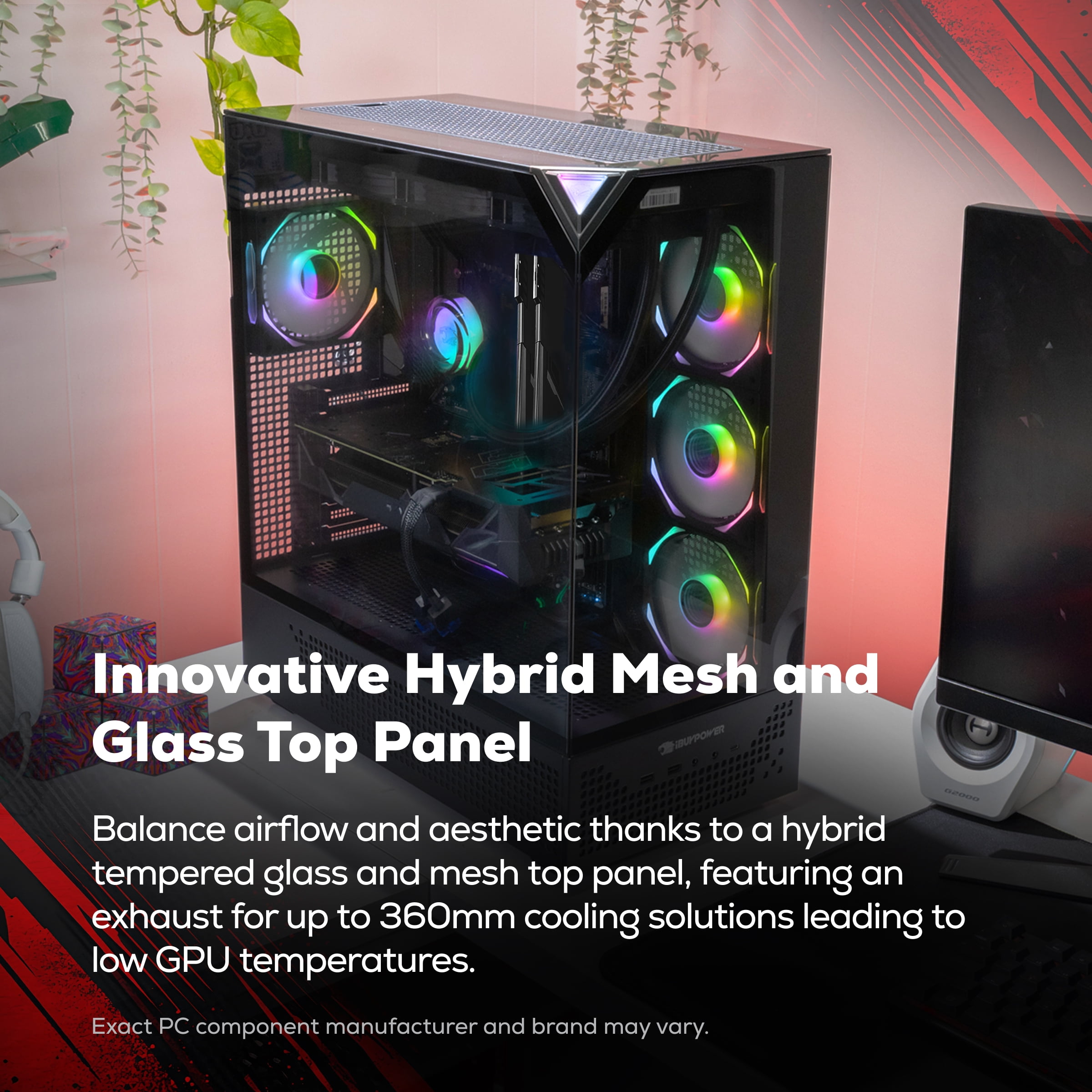 iBUYPOWER Element Pro Gaming PC Desktop, AMD Ryzen 7 7800X3D, NVIDIA GeForce RTX 5070 12GB, 32GB DDR5 RGB RAM, 1TB NVMe SSD, EPBA7N5701