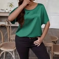 thumbnail image 7 of Admvng Going Out Tops For Women Plus Size Tops Round Neck Solid Color Silk T-shirt Casual Short Sleeved Business Casual Tops L-5XL, 7 of 7