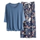 thumbnail image 1 of Gibobby Conjunto de pijama informal con estampado floral para mujer con top de manga corta y pantalones largos (Blue, Talla única), 1 of 4