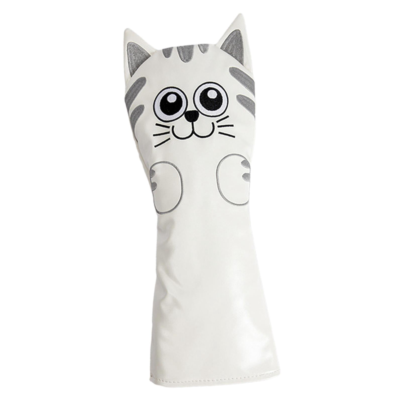 harayaa Golf Club Head Covers Mallet Putter Cat Pattern Accessories Putter Cue Headcover Driver White