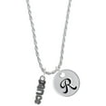 thumbnail image 1 of Delight Jewelry Silvertone Beaded ''Dance'' Silvertone Script Initial Disc - R - Charm Necklace, 20"+3", 1 of 4