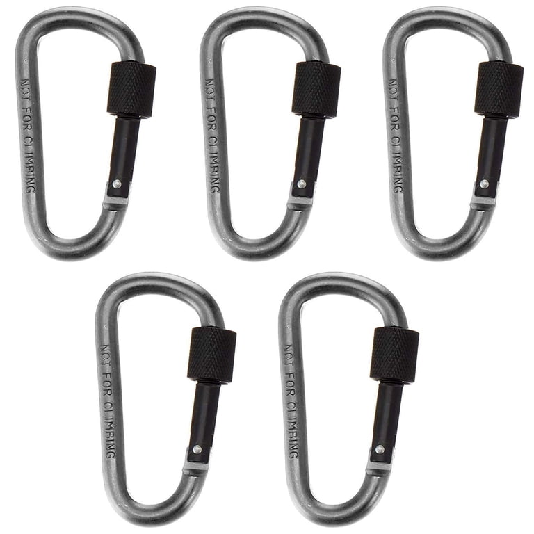 Mousqueton Cridoz Pack De 3 – Anneau En D Verrouillable Noir Alu – Porte-clés