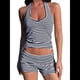 thumbnail image 1 of Conjuntos de 2 Piezas para Mujer: Conjuntos de Estar por Casa A Juego, Top con Lazo y Cuello Halter, y Pantalones Cortos de Cintura Alta. Azul y Ocultos L, 1 of 8