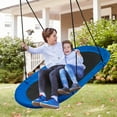 thumbnail image 2 of Topbuy 60" Flying Saucer Tree Swing Set Outdoor Oval Swing Adjustable Hanging Ropes for Kids Blue, 2 of 7