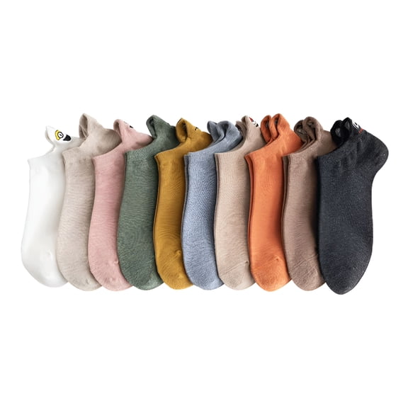 TELOLY 10-Pack Women'S Cotton Ankle Socks with Fun Embroidery Cute Cartoon Socks