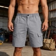 thumbnail image 4 of cfhntfmh Men's Casual Cargo Shorts Stretch Elastic High Waist Work Short with Multi Pockets Lightweight Summer Outdoor Shorts, 4 of 7