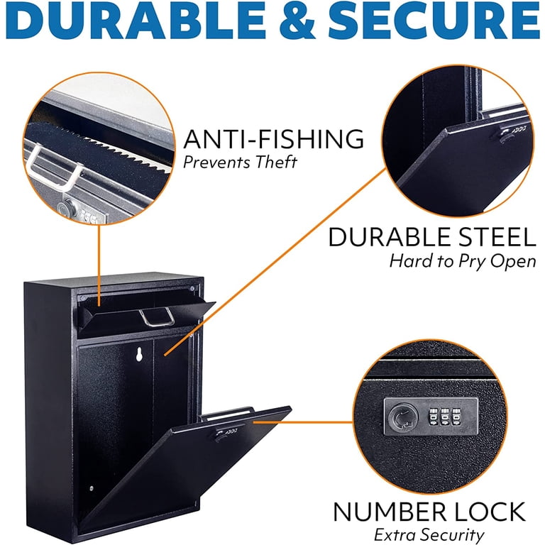 Mail Lockbox Heavy Duty Wall Mount Locking Mailbox D23 H Stainless Steel Mailbox