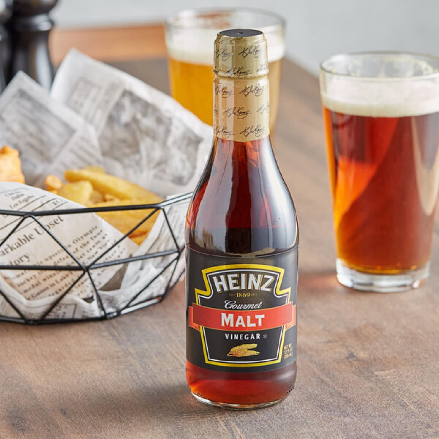 Heinz Gourmet Malt Vinegar, 12 fl oz Bottle (Pack of 3) Made with