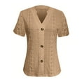 thumbnail image 6 of Aboser Short Sleeve Eyelet Shirts for Women Casual Summer Boho Tops Trendy Hollow Out T Shirt Button V Neck Tunic Top Ladies Beach Vacation Clothes for Women, 6 of 6