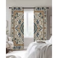 thumbnail image 3 of Boho Chic Blackout Curtains, Light Blocking Print Window Curtains, Traditional Classic Geometric Farmhouse Thermal Insulated Window Drapes for Living Room Kitchen Cafe 2 Panels, 104"W x 90"L, 3 of 9