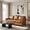 Camel, variant on Genuine Leather 3 Seater Sofa with Rolled Arms Nailhead Trims Solid Wooden Legs Living Room Reading Sage