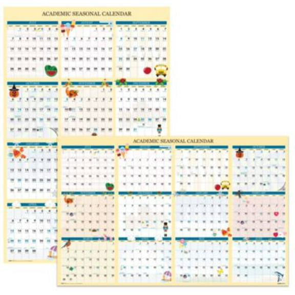 12-Month (July to June) 2025 to 2026 24 in. x 37 in. Illustrated Seasons Recycled Academic Seasonal Laminated Wall Calendar