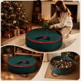 thumbnail image 6 of Christmas Wreath Storage Bag, 60cm Round Holiday Wreath Container with Reinforced Handles, PVC Material Christmas Decoration Storage Bag -Green, 6 of 7