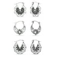 thumbnail image 6 of LeCalla 925 Sterling Silver Hypoallergenic SMALL Click-Top Filigree Hoop Earrings Jewelry for Female and Teen Set of 3 Pair (15MM, 15MM, 15MM), 6 of 8