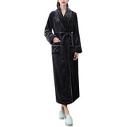 Mile Women's Thickened Bathrobe Plush Long Winter Solid Color Robe