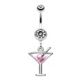 Skin Metals Poison Skull Martini Glass 14G Surgical Steel Belly Button ...