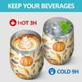 thumbnail image 4 of 12oz Stemless Wine Tumblers Fall Pumpkins Leaves Mushrooms Pattern Vacuum Insulated Stainless Steel Travel Tumbler Cups Mug with Lid and Straw for Champaign,Cocktail,Beer with Cleaning Brush, 4 of 5