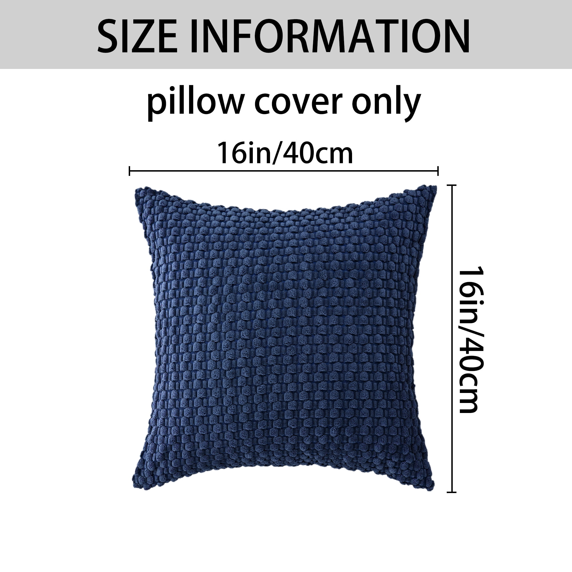 Unique Bargains Corduroy Throw Pillow Covers Set of 2 Dark Blue 16" x 16"