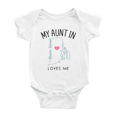 

My Aunt In Rhode Island Loves Me Baby Short Sleeve Romper Bodysuits 6-12 Months