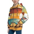 thumbnail image 2 of Fotbe Vintage Beach Sunset Pattern Youth Pullover Hooded Sweatshirt, Boys Hoodie, Kangaroo Pocket Hoodie for Kids Girls -Medium, 2 of 6