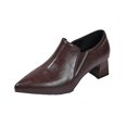 thumbnail image 3 of Willtoo Block Heel Loafers Pumps for Women Pointed Closed Toe Low Heel Ankle Booties Faux Leather Suede Slip On Casual Shoes Non‑Slip Comfort Dress Boots, 3 of 6