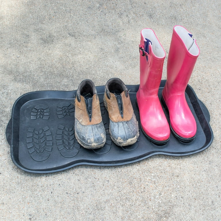 AmeriHome Rubber Boot Tray and Shoe Mat (Set of 2) 