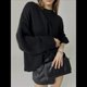 thumbnail image 5 of Suéter de Punto Holgado con Cuello Redondo y Color Liso para Mujer, Ideal para Otoño e Invierno. Negro M, 5 of 10