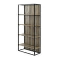 thumbnail image 2 of Woven Paths 64" Farmhouse 4-Shelf Bookcase, Grey Wash/Black, 2 of 9