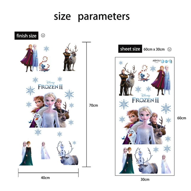 Elsa Anna Princess Frozen Wall Stickers Children's Room Bedroom Decoration Background Wall Stickers Self Adhesive Stickers