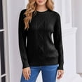 thumbnail image 6 of Women's Cable Knit Sweater Long Sleeve Warm Fall Winter Pullover Crew Neck Trendy Elegant Top, 6 of 9