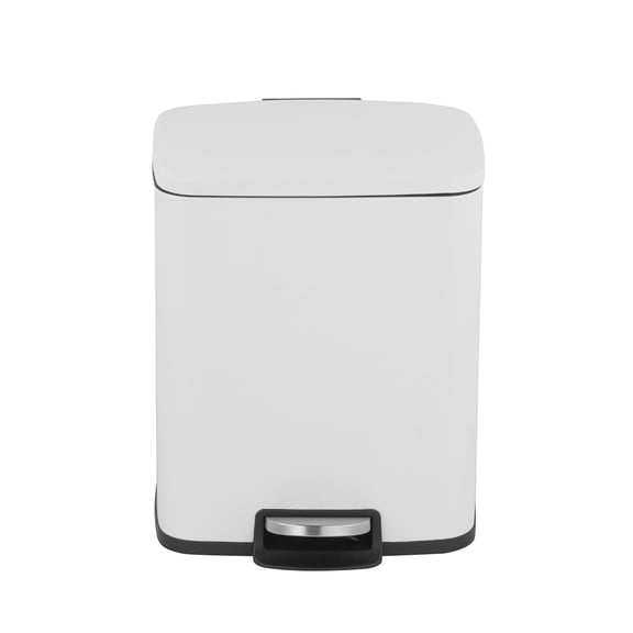 Innovaze 5.3 Gallon/20 Liter Rectangular Stainless Steel step-on Trash Can for bathroom, bedroom, office, Matte White