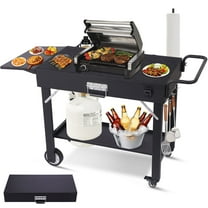 Grill Cart for Blackstone Griddle, Portable Outdoor Grill Table, Foldable Cart Table with Wheels for Ninja, Griddle Stand Fit 17 Inch Or 22 Inch, BBQ Prep Tables with Seasoning Tray