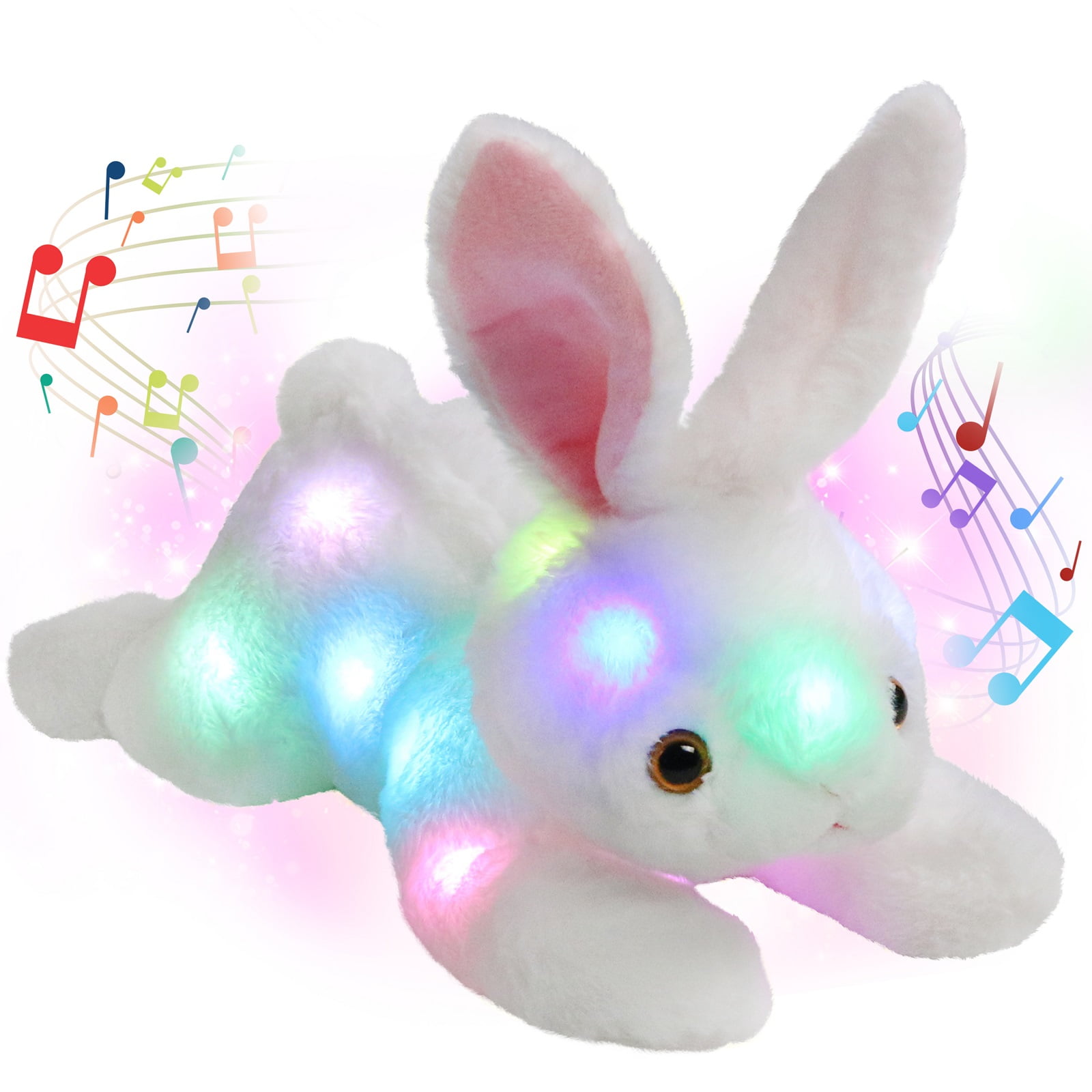 SOFT FUR CUDDLE TOY WITH LED NIGHT LIGHTS SOFT PLAY SENSORY ADHT RELAX 