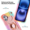 thumbnail image 6 of Dteck for iPhone 16 Case with Double Ring Stand, Heavy Duty Silicone +PC Military Grade Shockproof Back Cover for iPhone 16,Colorful Rosegold, 6 of 6