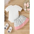 thumbnail image 4 of xiaxaixu Baby Girls Skirt Set, Rabbit Letters Print Romper with A-line Skirt Summer Outfit, 4 of 9