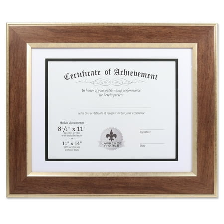 - Dual Use Walnut 11x14 Certificate Picture Frame with Double Bevel Cut Matting for 8.5x11 Document