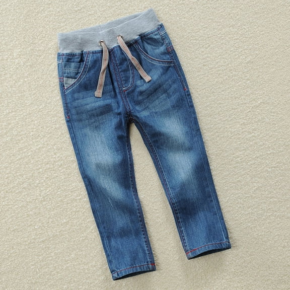 Baggy Jeans Kids Boy Boys' Elastic Pull On Straight Jeans Drawstring, 2T-14 Years