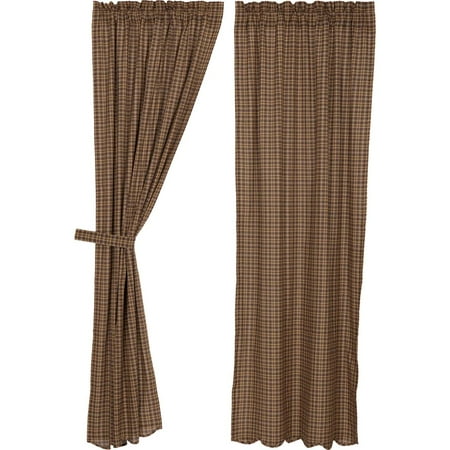 Dark Brown Curtains Dark Brown Rustic & Lodge Curtains Plainfield Rod Pocket Cotton Tie Back(s) Plaid Panel Pair ()