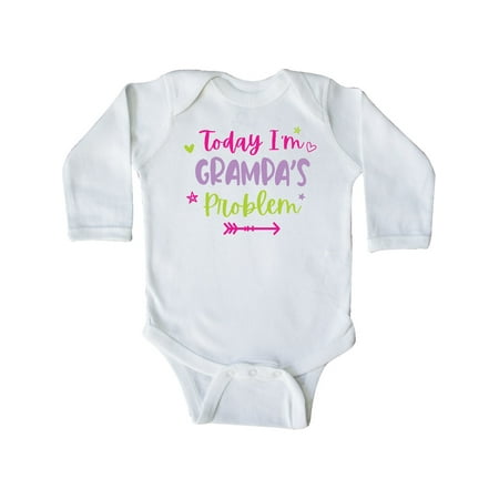 

Inktastic Child Funny Today Im Grampas Problem Gift Baby Girl Long Sleeve Bodysuit