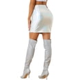 thumbnail image 3 of INSPIRE CHIC Metallic Mini Skirt for Women's Shiny Holographic Bodycon Skirt Silver XS, 3 of 5