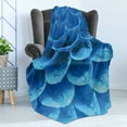 thumbnail image 4 of Blue Soft Flannel Fleece Throw Blanket, Abstract Petals of Gerbera Flower with Water Drops Macro Close up Photography, Cozy Plush for Indoor and Outdoor Use, 70" x 90", Blue Pale Blue, by Ambesonne, 4 of 5