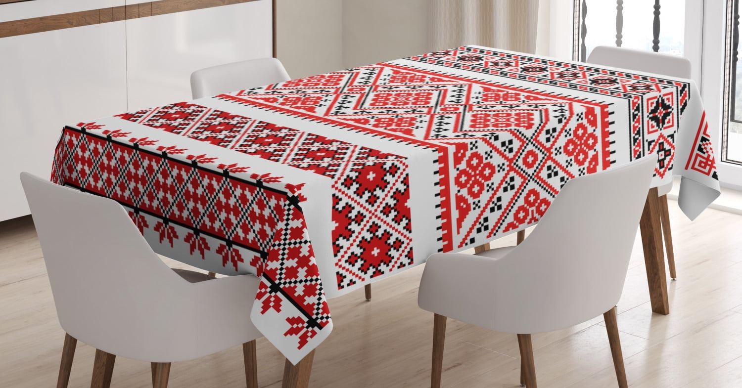 Art Tablecloth, Traditional Ukrainian Borders Frames and Ornaments Old