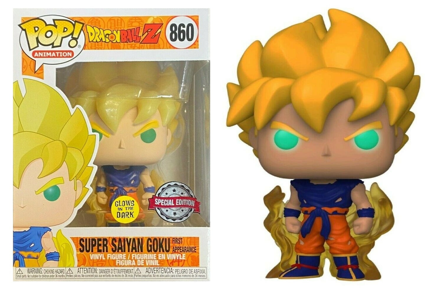Funko Pop Dragon Ball Z : Super Saiyan Goku (First Appearance) #860 Glows in the Dark Exclusive