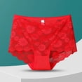 thumbnail image 2 of VONCOS Seamless High Waisted Panties for Women Floral Lace Underwear Plus Size L-4XL Tummy Control No Show Briefs, 1 Pair, Red,Size 2XL, 2 of 3