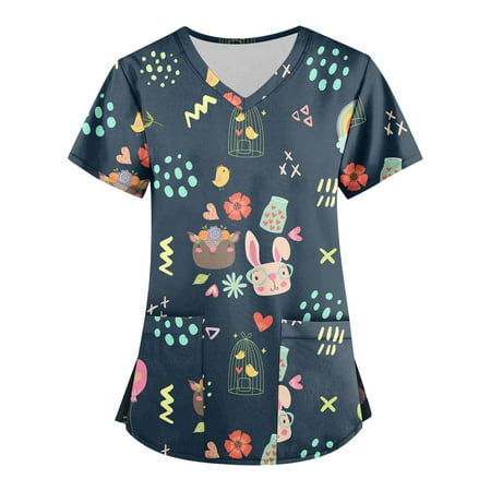 

Fragarn Scrub Tops for Women — Classic Fit 1 Pocket Four-Way Stretch Anti-Wrinkle Women’s Medical Scrub Top Navy XL