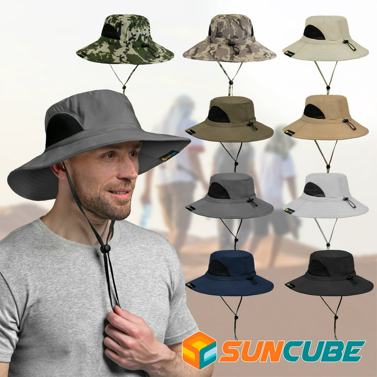 Sun Cube Premium Boonie Hat | Wide Brim Adjustable Chin Strap | Outdoor Fishing, Hiking, Safari, Summer Bucket Hat | UPF 50+ Sun Protection | Packable