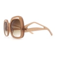 thumbnail image 6 of Womens Thick Plastic Rectangle Butterfly Retro Diva Sunglasses Beige - Brown, 6 of 8